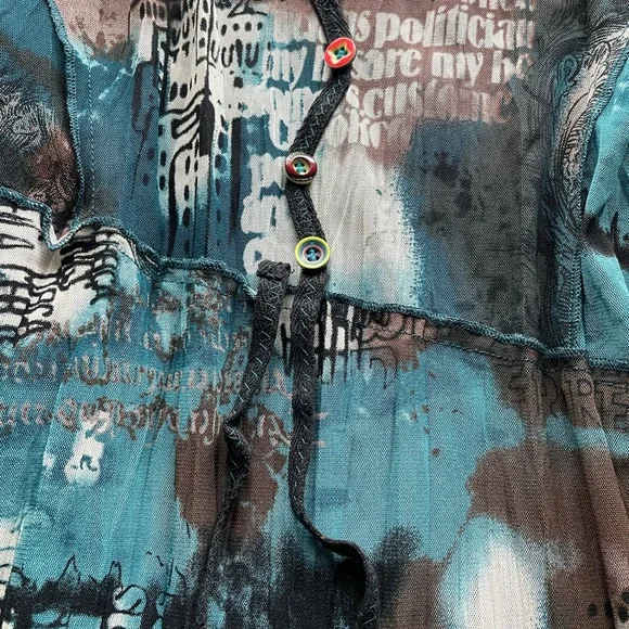 NWT Pretty Angel Vintage Deadstock Patchwork Graphic Asymmetric Midi Dress Large - Picture 2 of 11